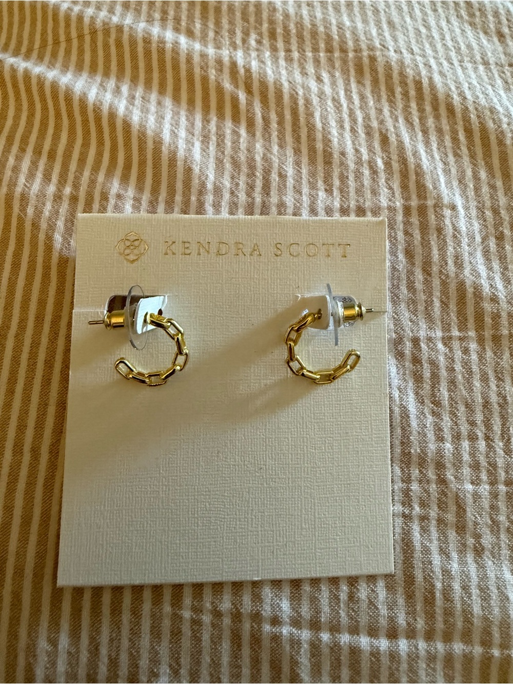 Kendra Scott Gold Chain-Link Mini Hoop Studs